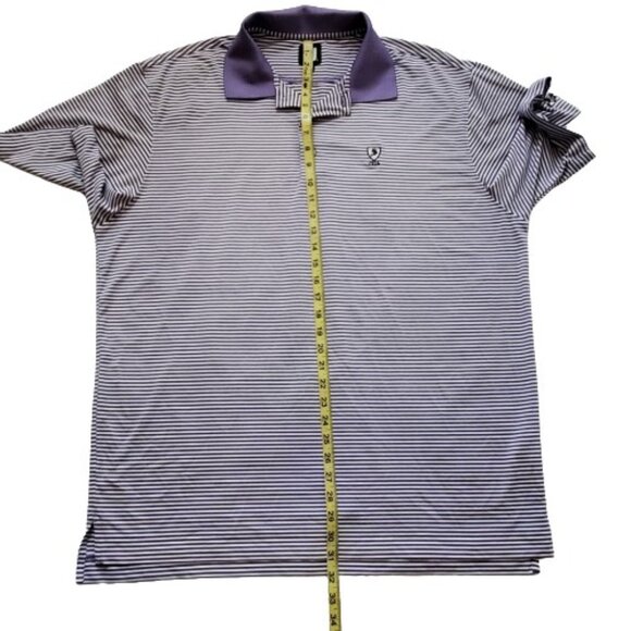 FootJoy FJ Men's Purple And White Stripe Collared Golf Polo Shirt Size XL - Picture 10 of 11